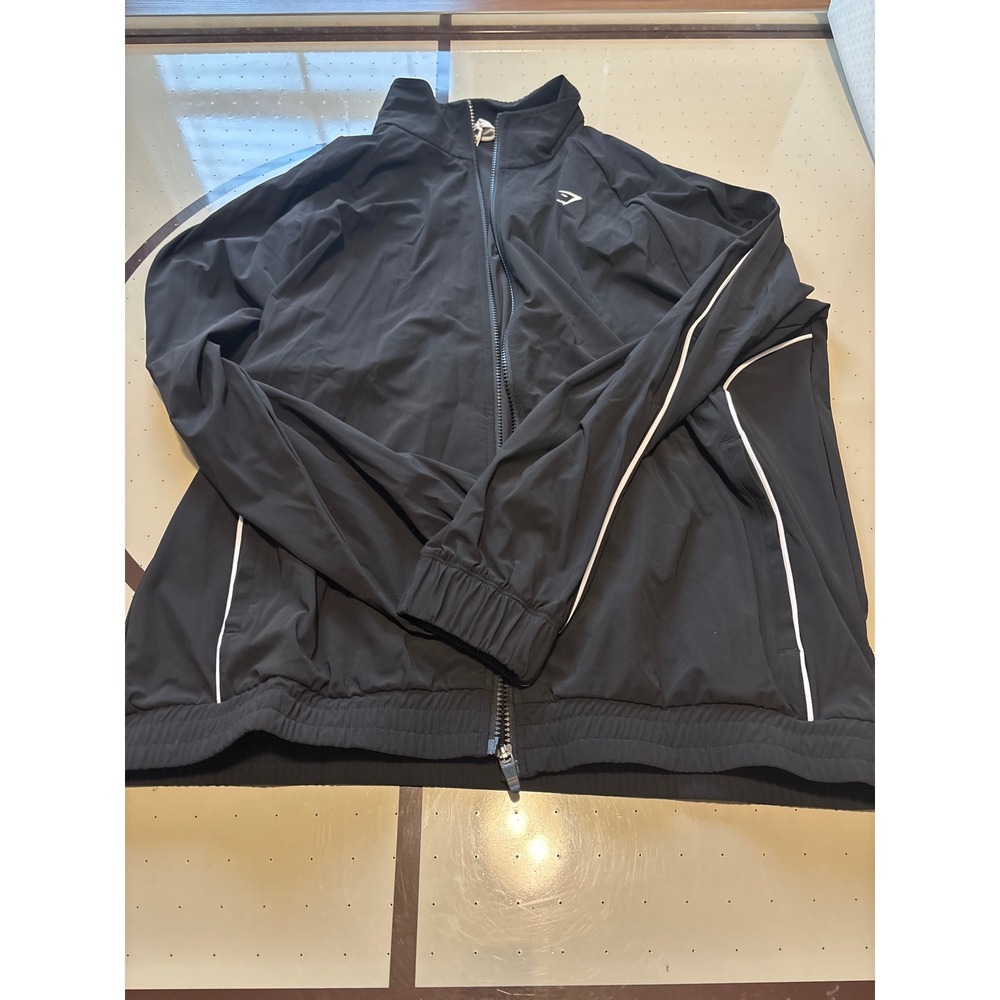 Gymshark Contrast Track Top Mens Large Black Full Zip Athletic Jacket New